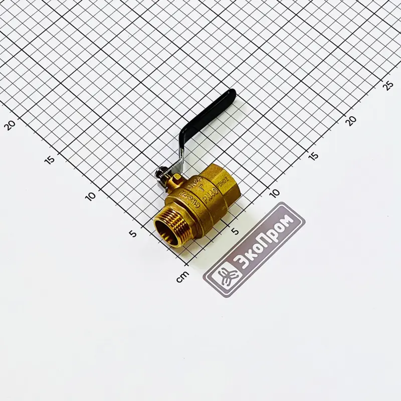 Кран шаровый G1 2-ходовой ВР-НР латунь (покрытие никель) ручка-рычаг