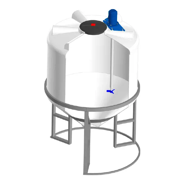 Емкость пластиковая ФМ 1000 л белая в обрешетке с пропеллерной мешалкой
